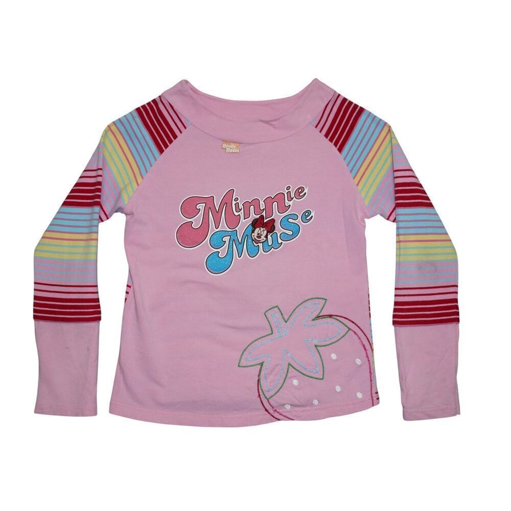 Disney Minnie Mouse Glitter Strawberry Tee – Size 140 (Approx. Kids 9–10Y)